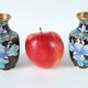 Paire de petits vases en émail cloisonnés Chinois vintage