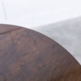 1960s Scandinavian tripod coffee table with glossy varnish in mahogany wood.