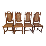 Set of 4 vintage carved cane chairs