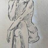 Charcoal drawing painting signed “portrait of a dancer”
