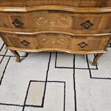 Scrétaire commode galbé marqueté