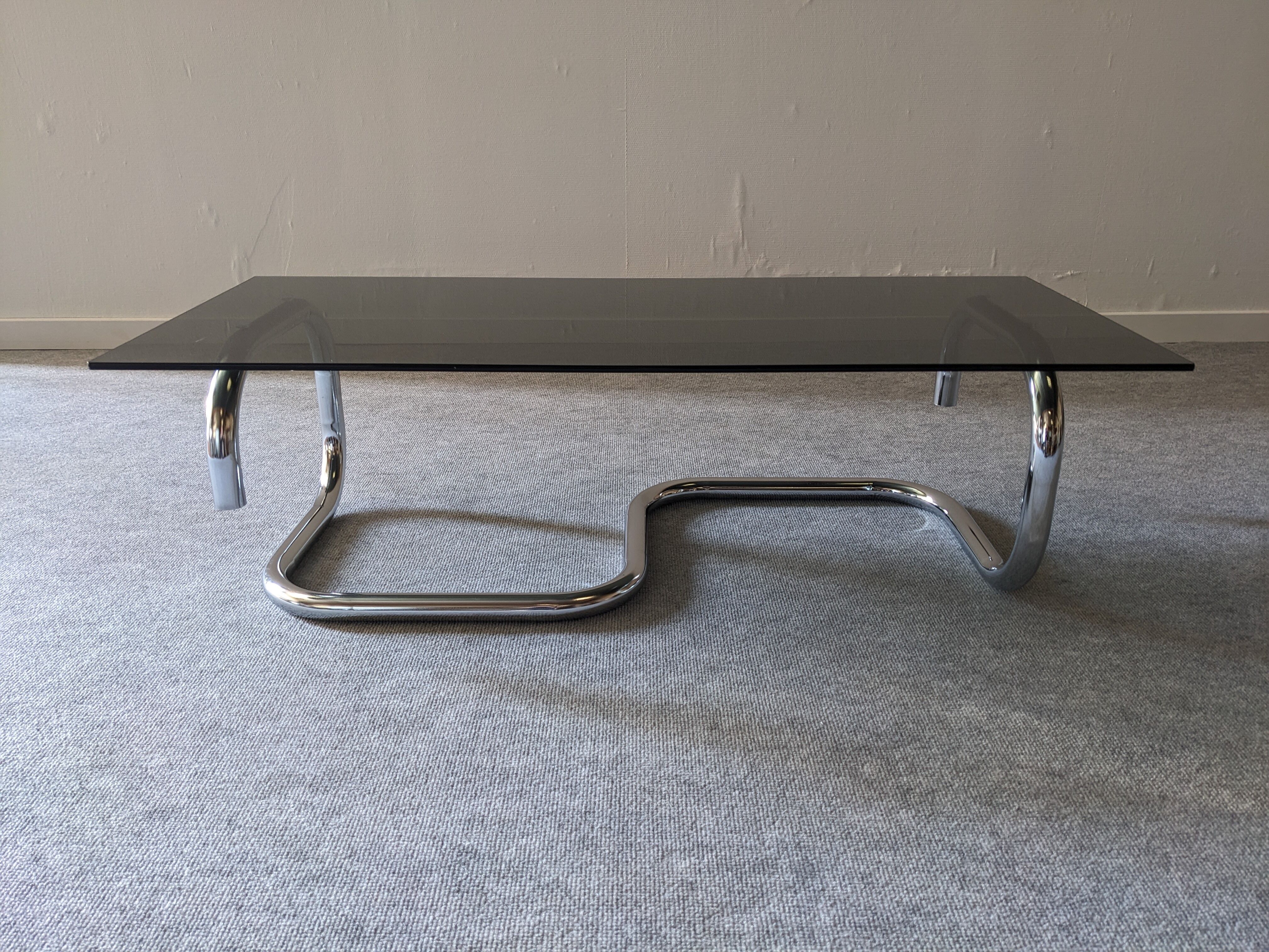 Space age coffee table in smoked glass from the 60s/70s