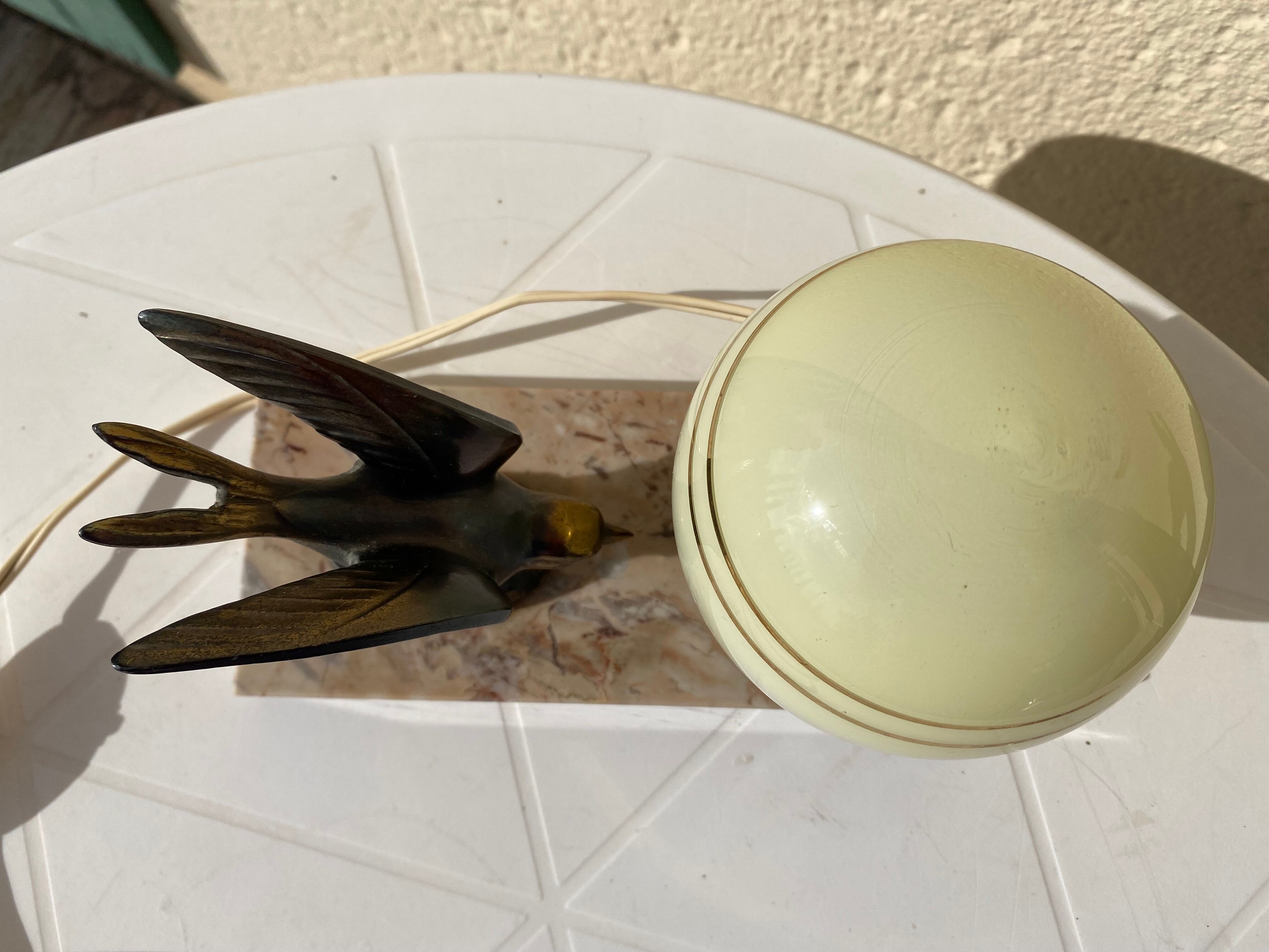 Vintage bird art deco lamp