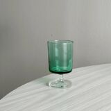 4 verres à liqueur en verre vert translucide