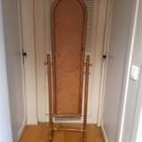 Psyche mirror in rattan 70's 124cm X 24cm
