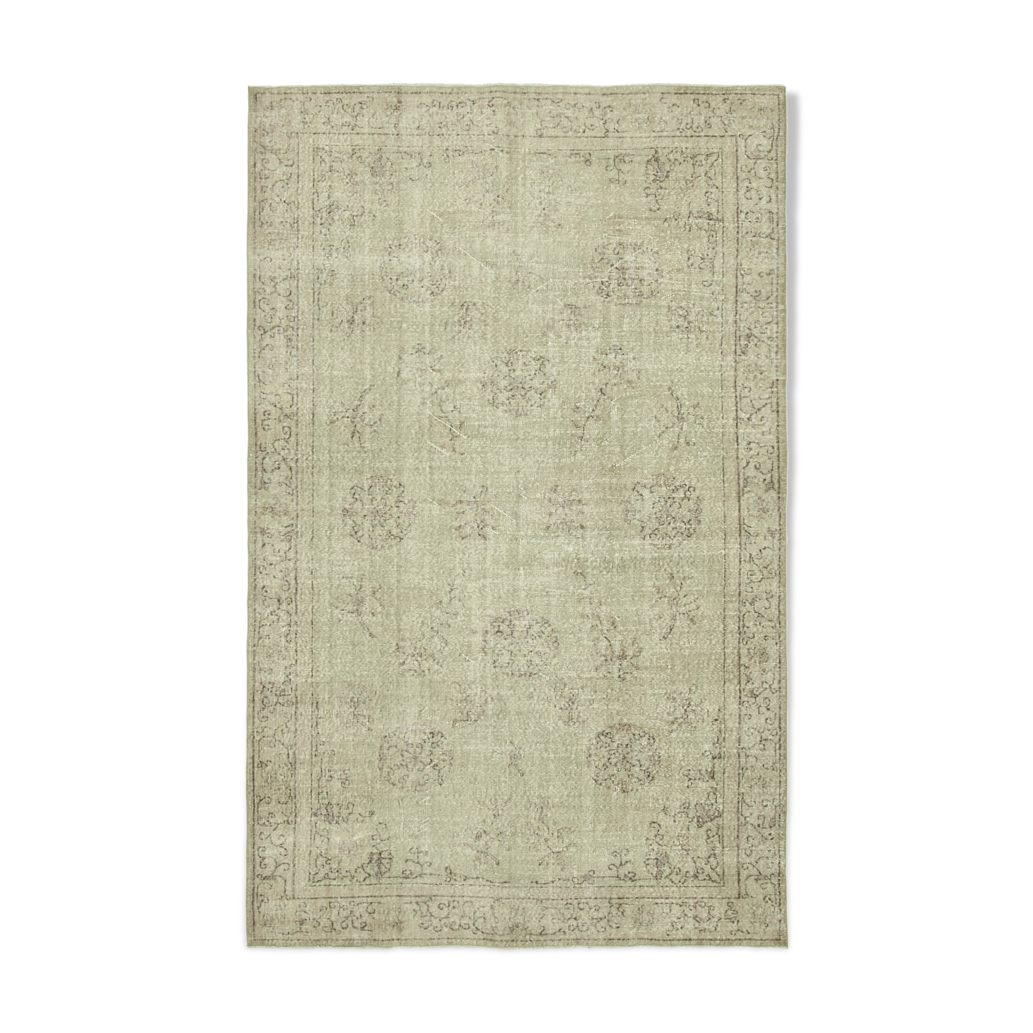 Handmade oriental beige carpet 196 cm x 306 cm