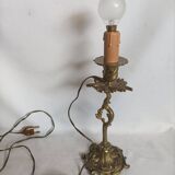 Old small bronze lamp in Louis XV / Rocaille style in working order
