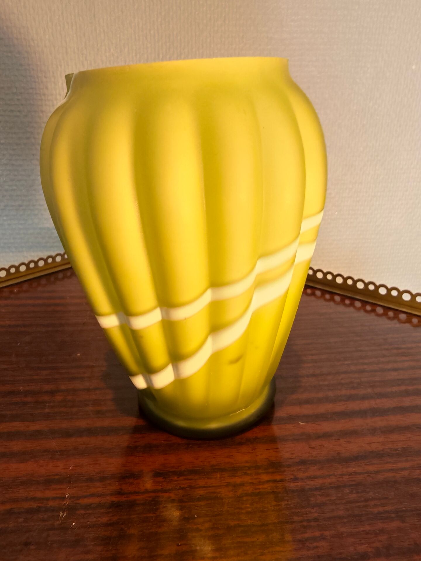 Rare Art Deco Petit Opaline Glass Vase in Green with Serpent 1930