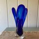 Murano style cobalt blue blown glass vase
