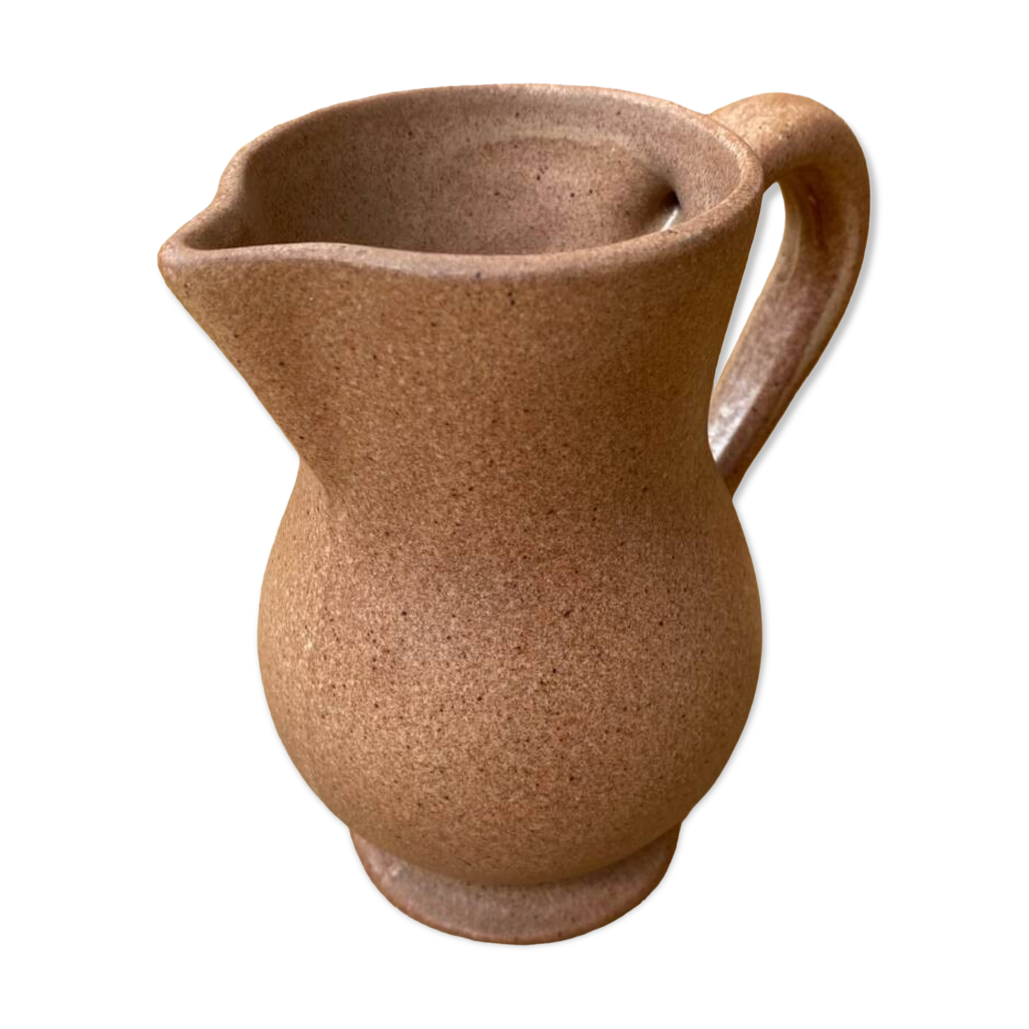 Antique VILLENAUXE Champagne Pitcher in Beige Ceramic Vintage