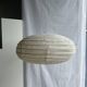 Large oval flat Japanese-style suspension in rattan and natural linen H35 D60.