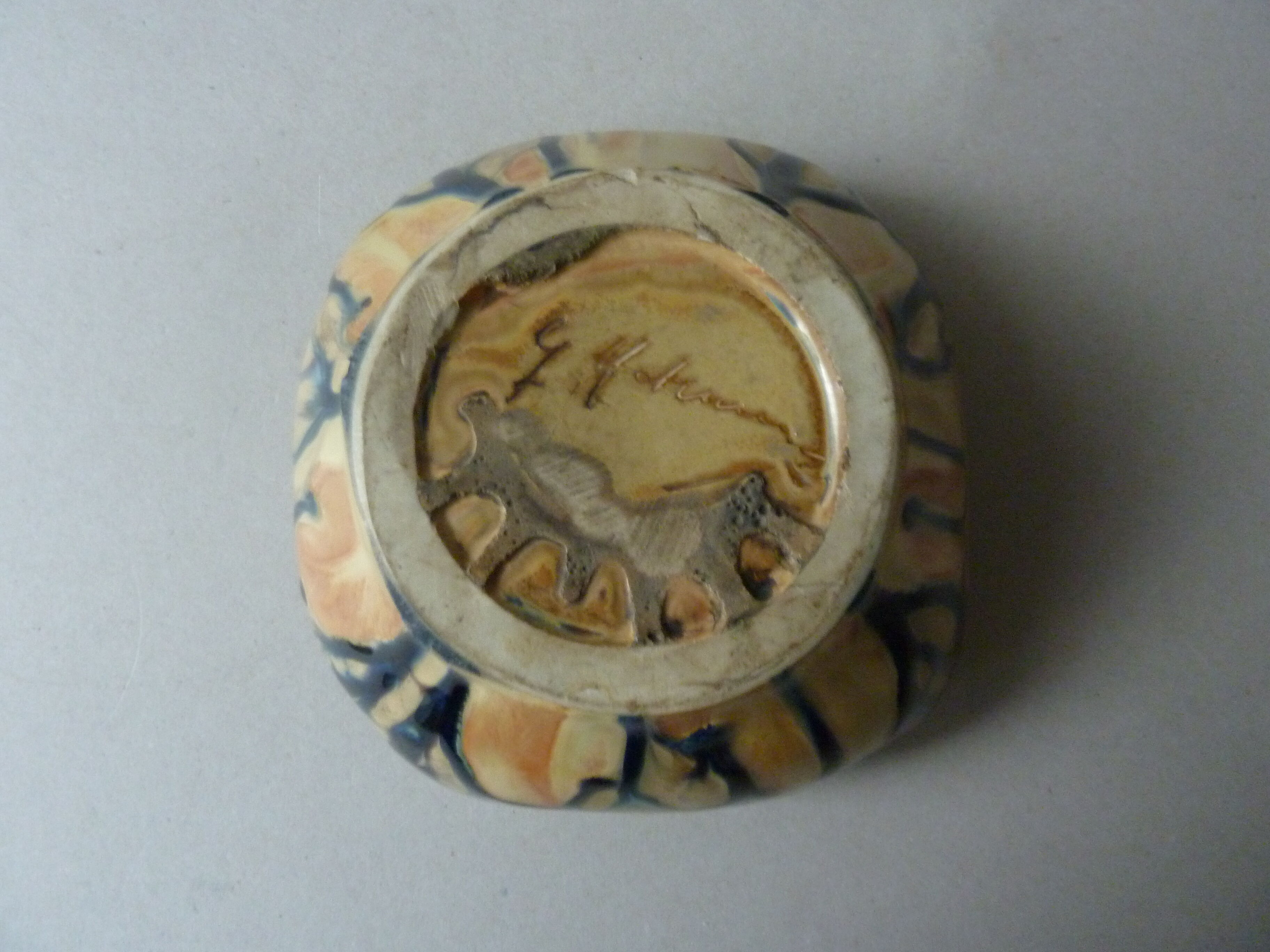 Void signed pocket méténier, enamelled stoneware, period art deco