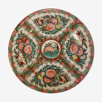 Plat chinois colorés motifs fleuris Ø26.5cm