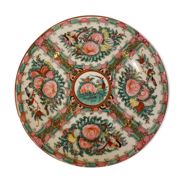 Plat chinois colorés motifs fleuris Ø26.5cm