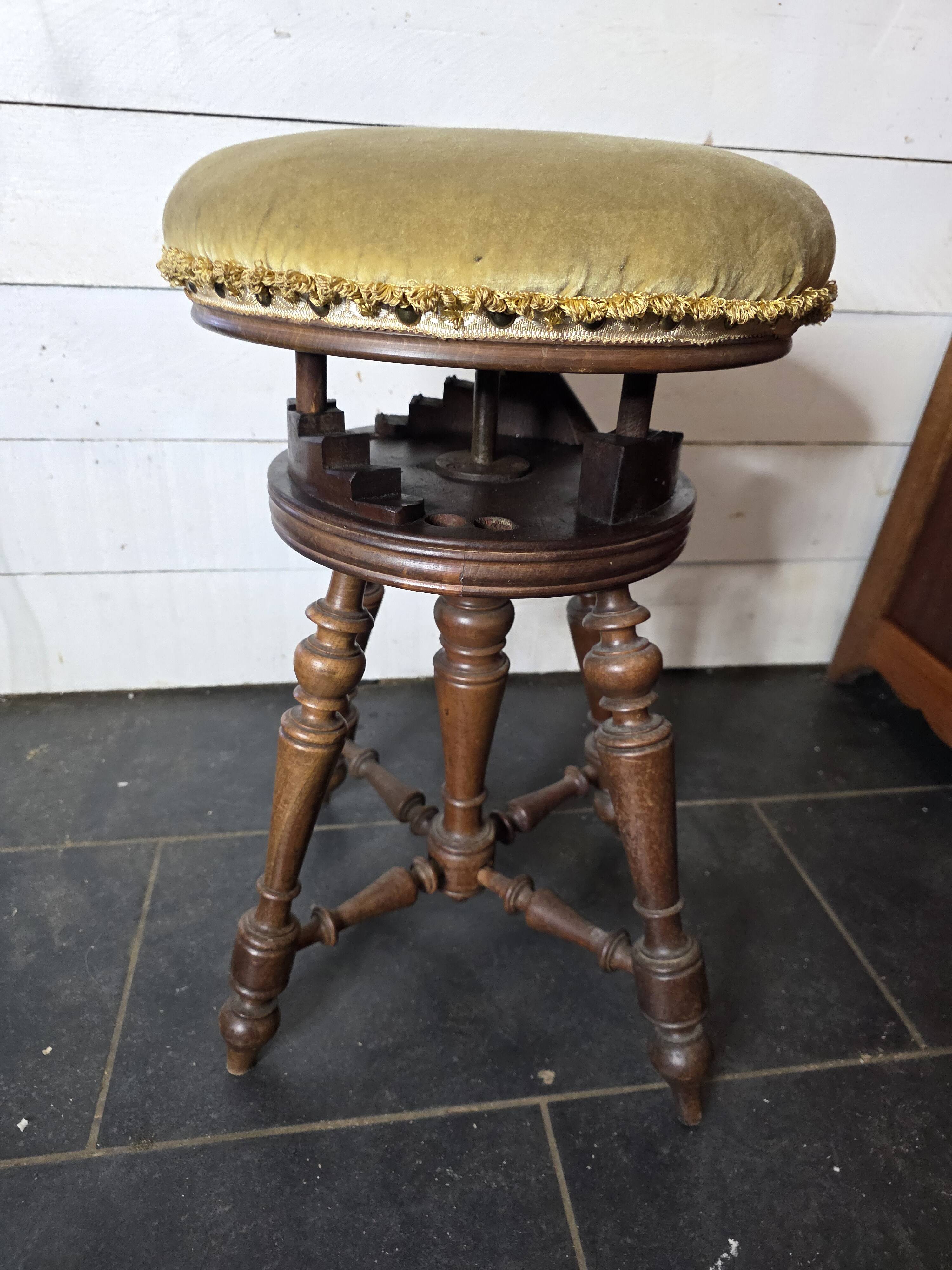 Antique adjustable piano stool