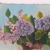 Painting bouquet of flowers, still life, signed Louis Andrey, oil on canvas, mid-twentieth