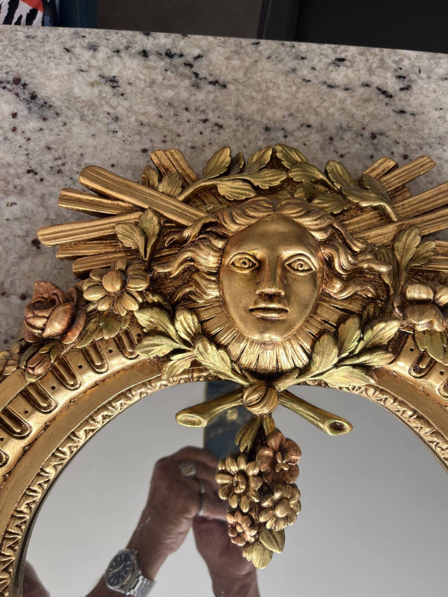 Golden mirror by Vincenzo Fancelli for Franklin Mint, 1986 - 95x53cm