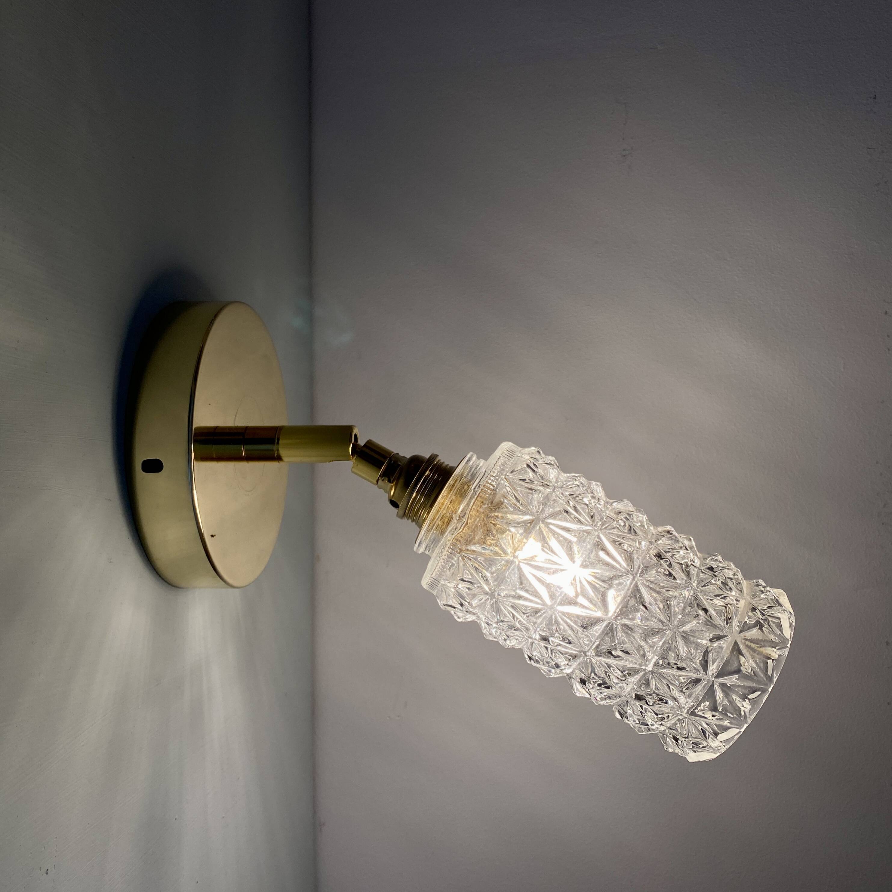 Vintage tulip wall lamp in molded glass