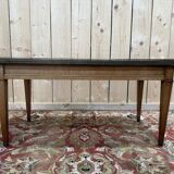 Table basse de style Louis XVI en marbre blanc et merisier