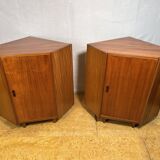 Mid-Century Retro Vintage Teak Pair of Corner Cabinets – 1960s Danish Desig