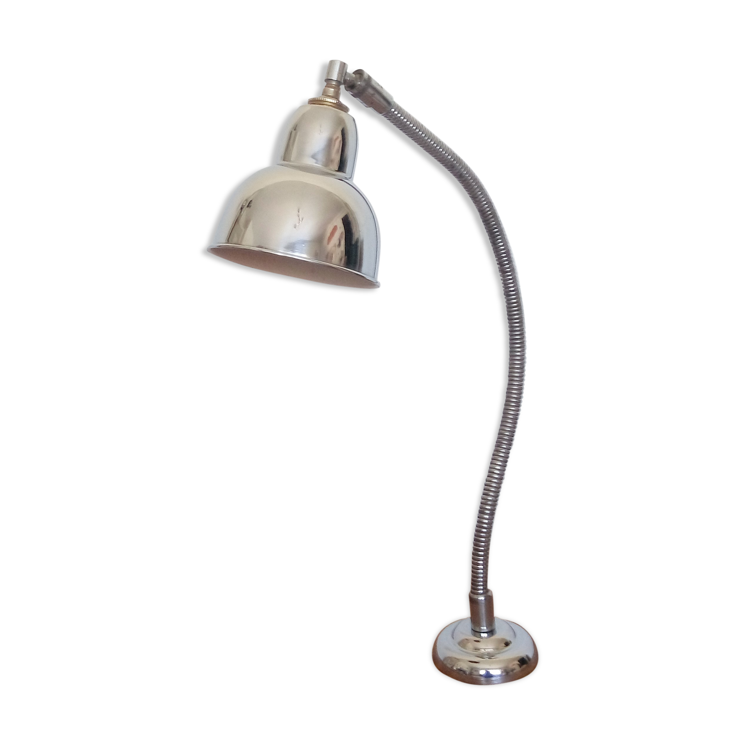 Old Elau workshop lamp / wall lamp (Joseph Laurent) in chromed metal, 1950s