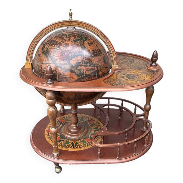 Globe bar terrestre – vintage – ornements – meuble bar a roulette