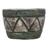 Vintage green & purple ceramic flower pot