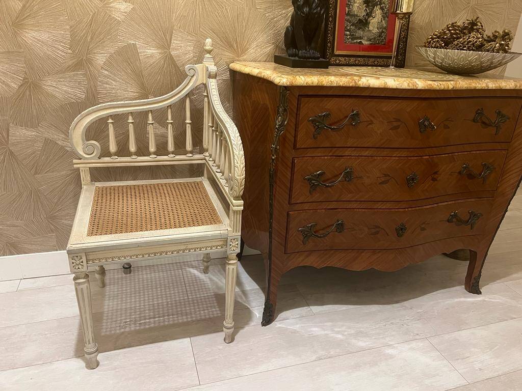 Louis XVI style wooden corner armchair