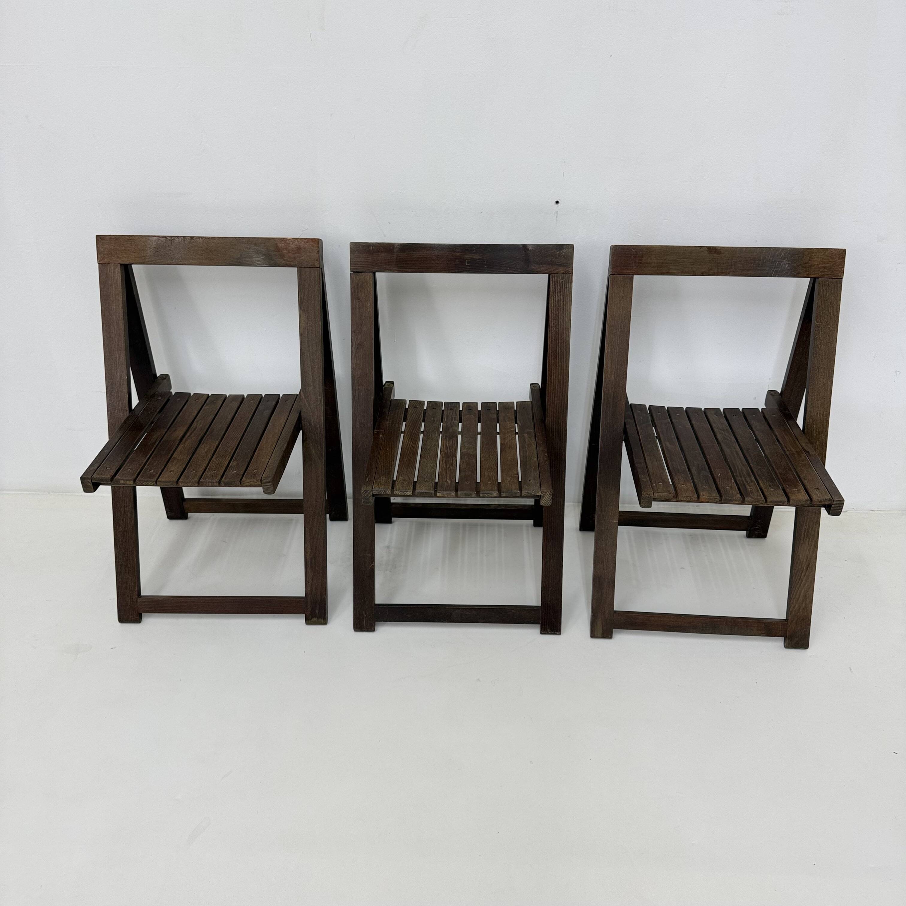 Set of 3  wooden folding chairs, 1960’s