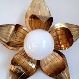 Large brass flower wall light, Jansen style, 1960