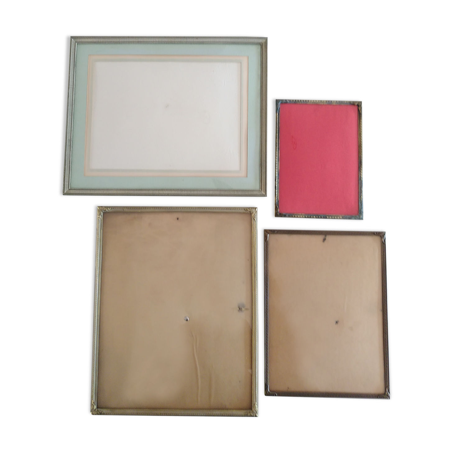 Set of 4 Danish photo frames 40s or 50s in curved glass
