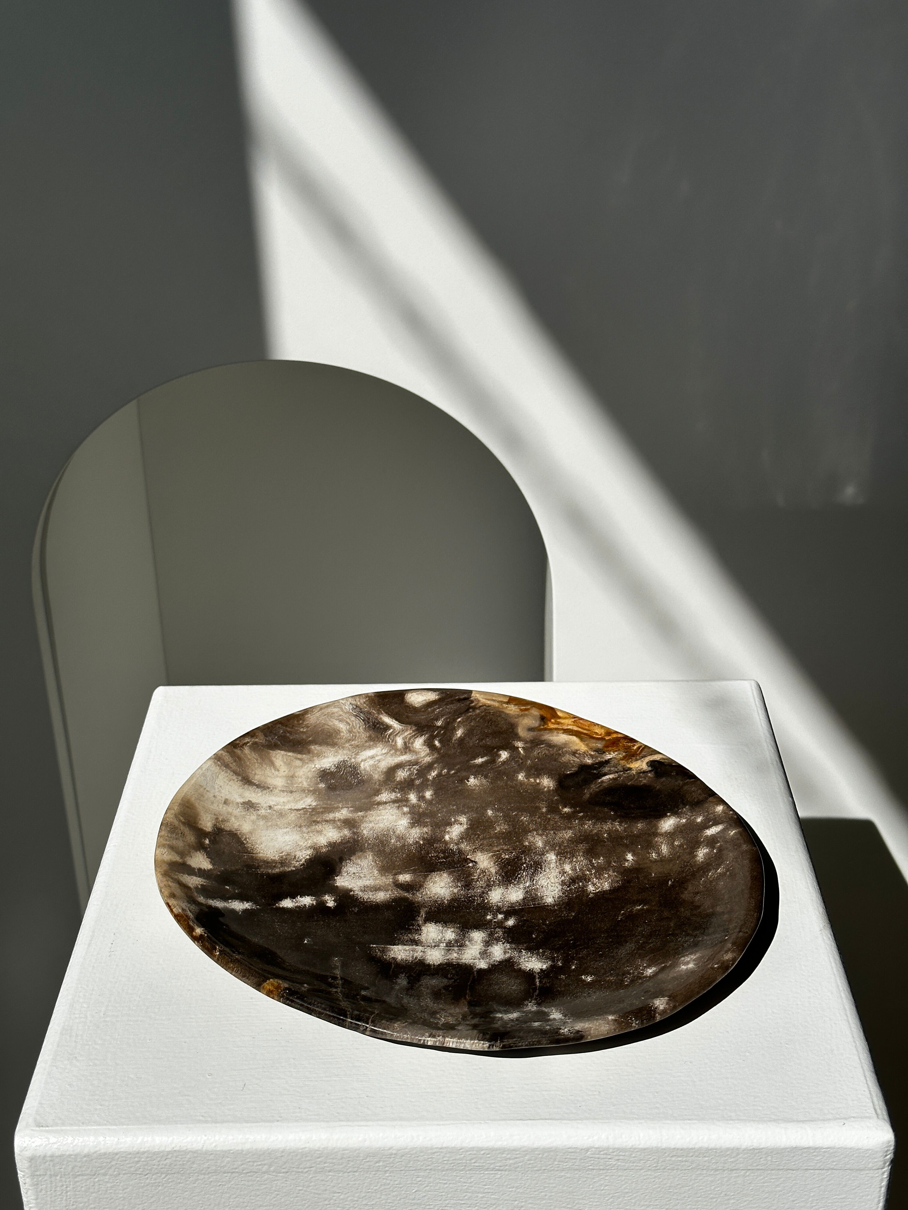 Dish in petrified wood