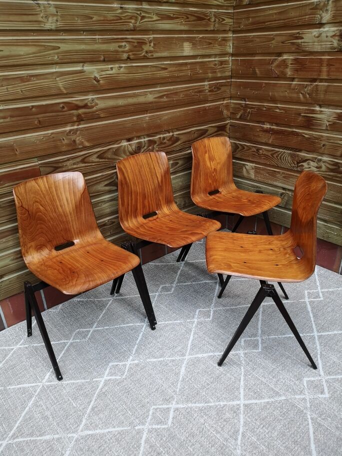 Set de 4 chaises Galvanitas s22, teinte chêne claire