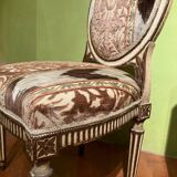 Chairs in Lacquer and Ikat Damask Upholstery, Set of 2