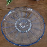 Plateau en verre bleu rond