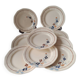 Set of 11 plates model 5041 Digoin Sarreguemines. Vintage ironstone