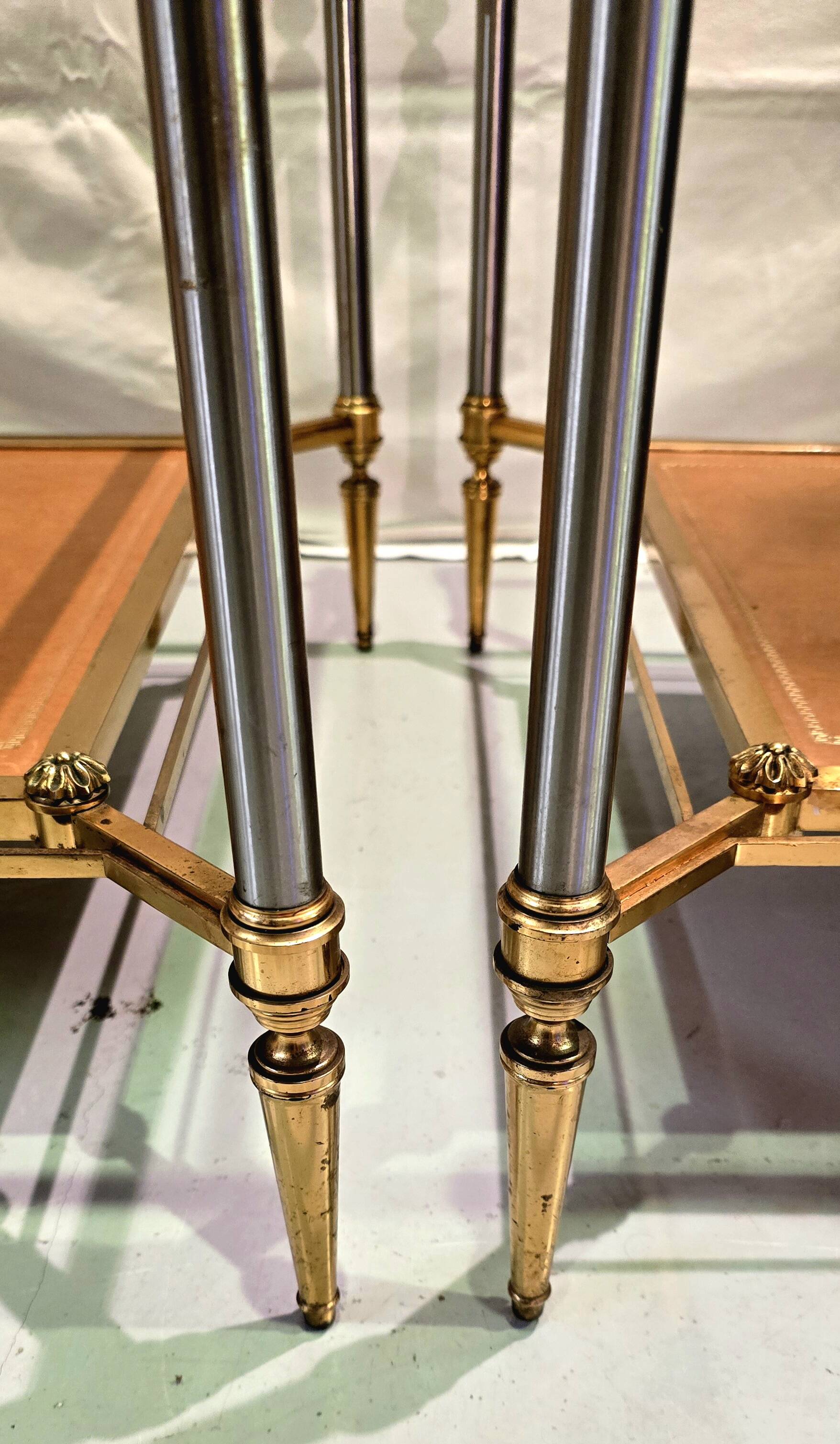 Pair of side tables attributed to Maison Jansen, circa 1950–1960.