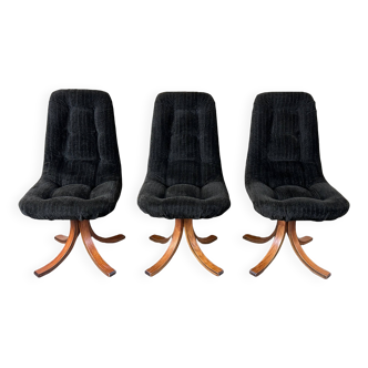 3x 60s 70s chair swivel chair dining chair mid century Danish modern design