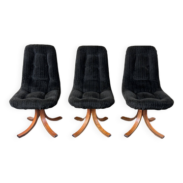 3x 60s 70s chair swivel chair dining chair mid century Danish modern design