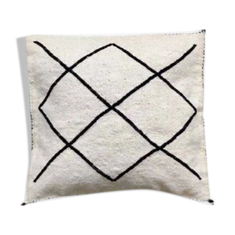 Coussin berbère noir et blanc kilim