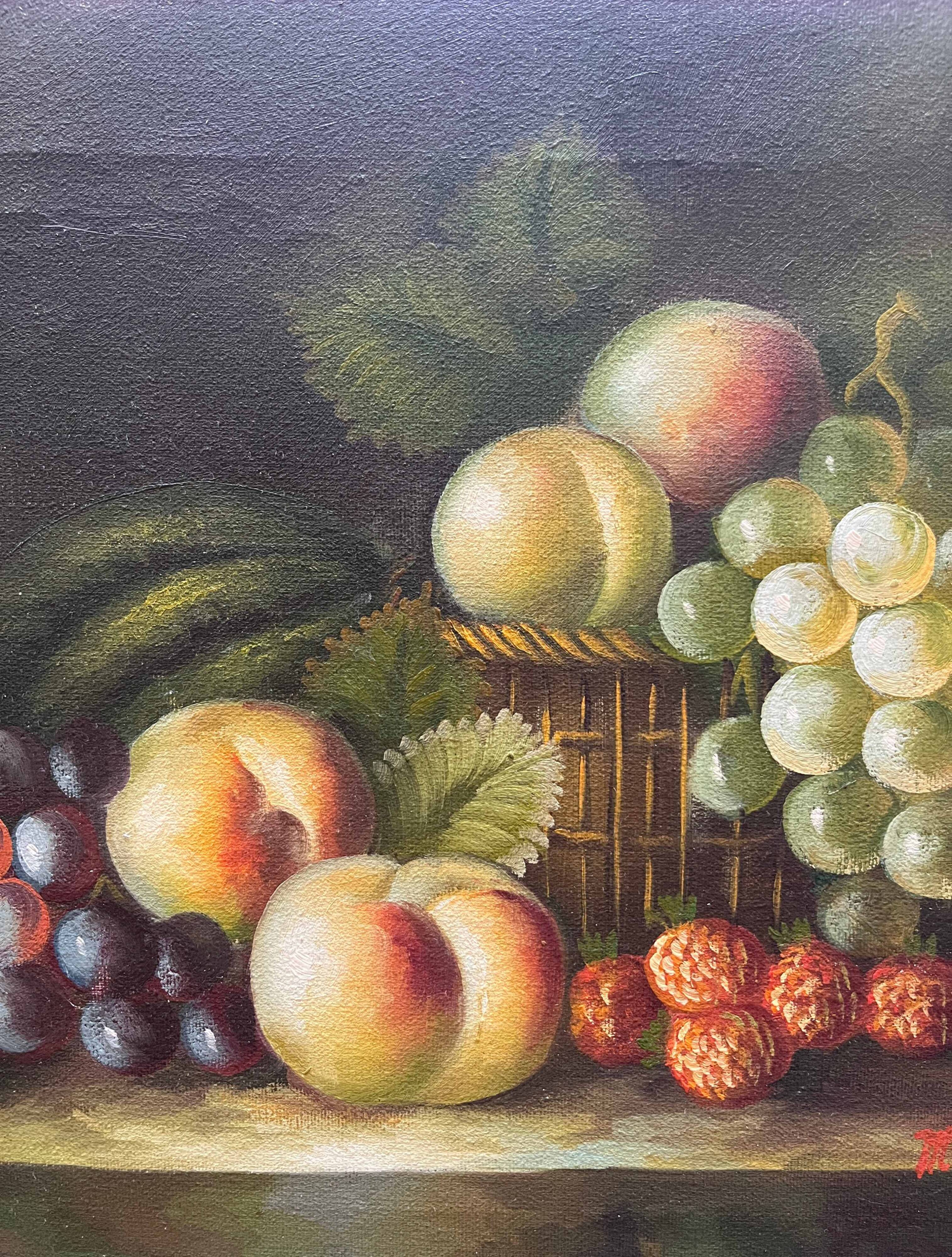 Table HST "Still Life with Fruits" M. Aaron (?) 20th century school