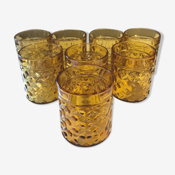 Set of 8 amber glasses