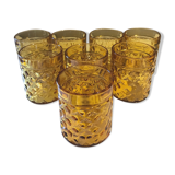Set of 8 amber glasses