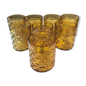 Set of 8 amber glasses