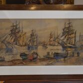 Frank Will (1900-1950) Grand Port Aux Trois Mats, Fécamp, large watercolour
