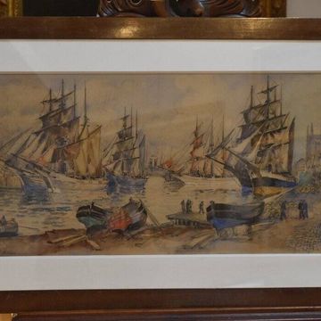 Frank Will (1900-1950) Grand Port Aux Trois Mats, Fécamp, large watercolour