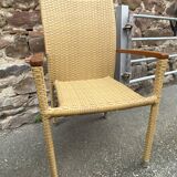 paire de fauteuils style colonial rotin et bois