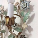 Painted metal flower sconces, vintage, 50s