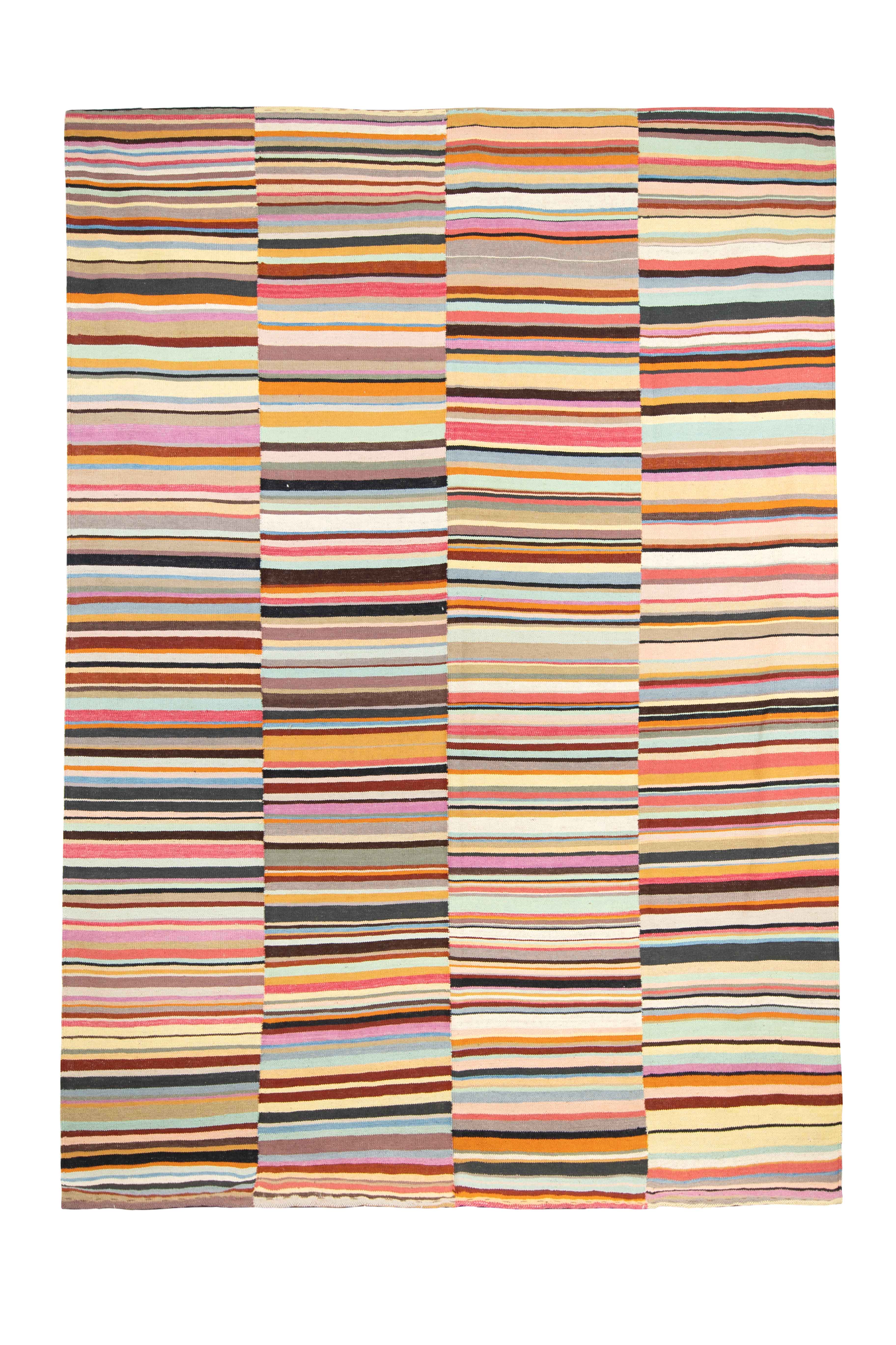 Afghan kilim with colored bands 306 x 235 cm