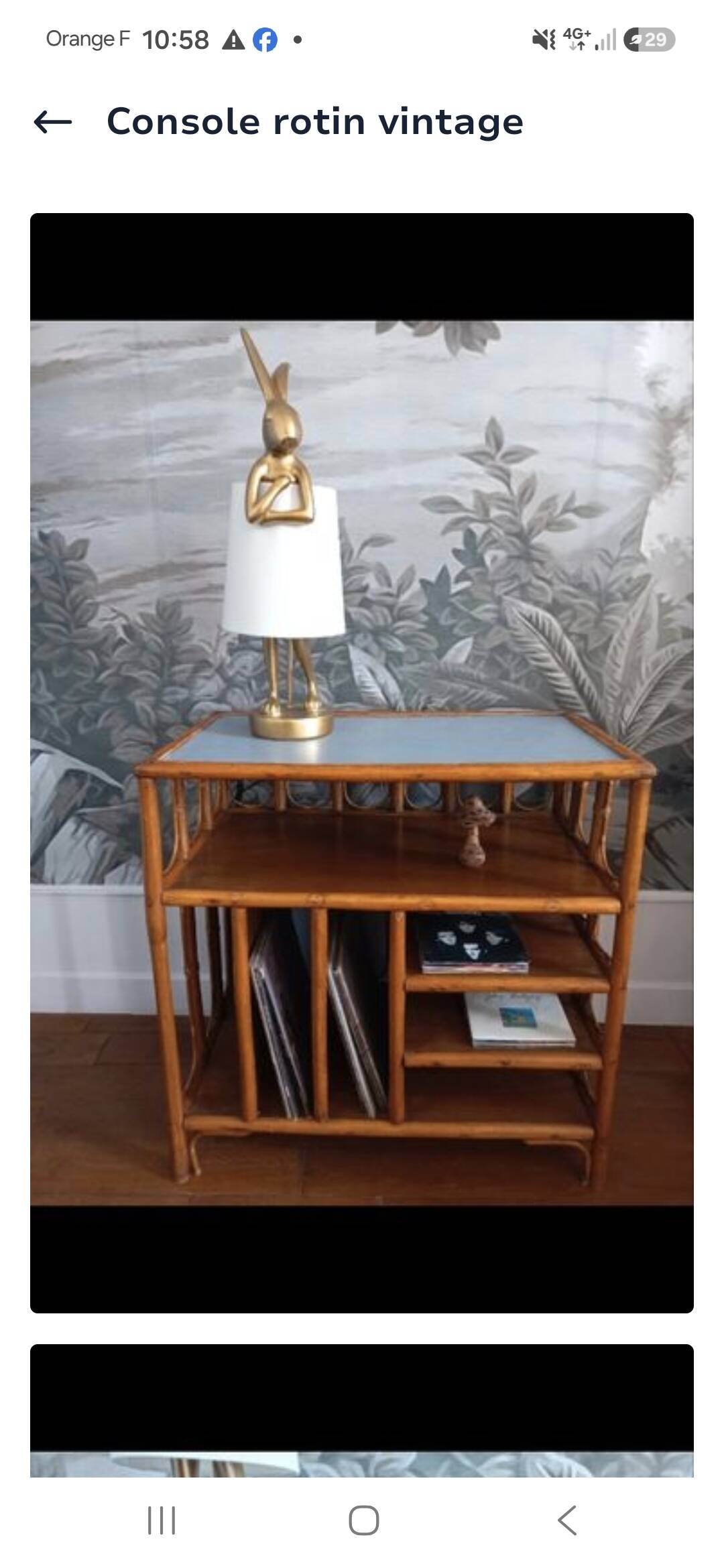 Vintage rattan vinyl cabinet